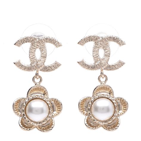 earring chanel square pearl|Chanel camellia pearl earrings.